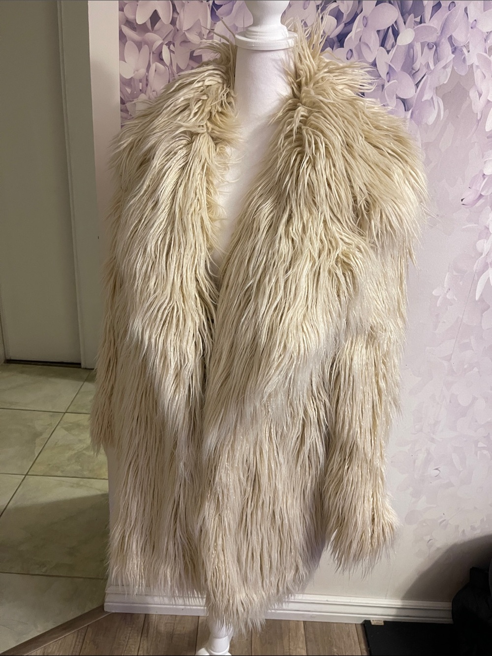 Love Moschino Cream Faux-Fur Teddy Coat